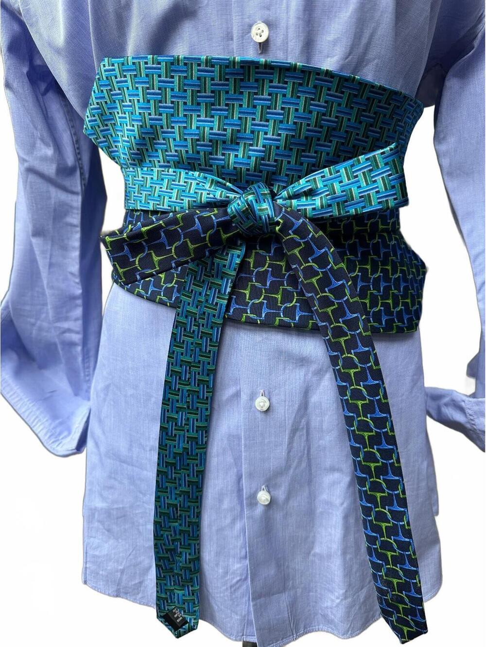 Upcycled Silk Necktie Obi Belt | Handmade Men’s Tie Waist Belt | One-of-a-Kind